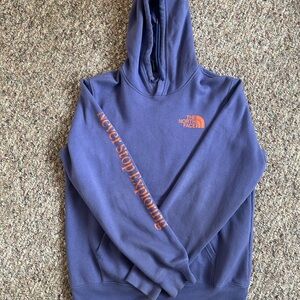 The North Face Men's Purple Hoodie with Orange Accents